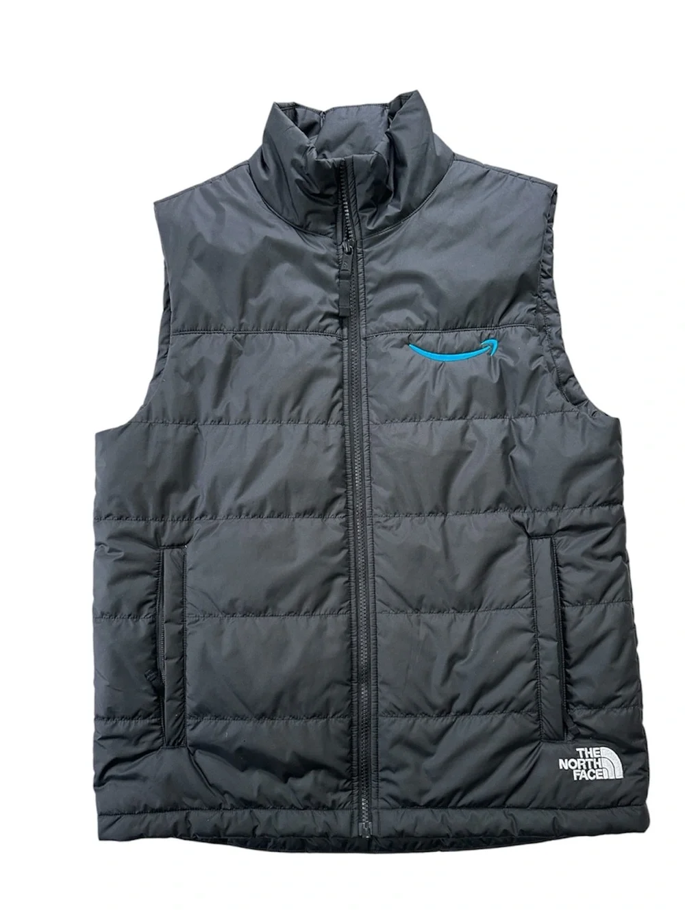 The North Face Black Puffer Vest with Amazon Logo
